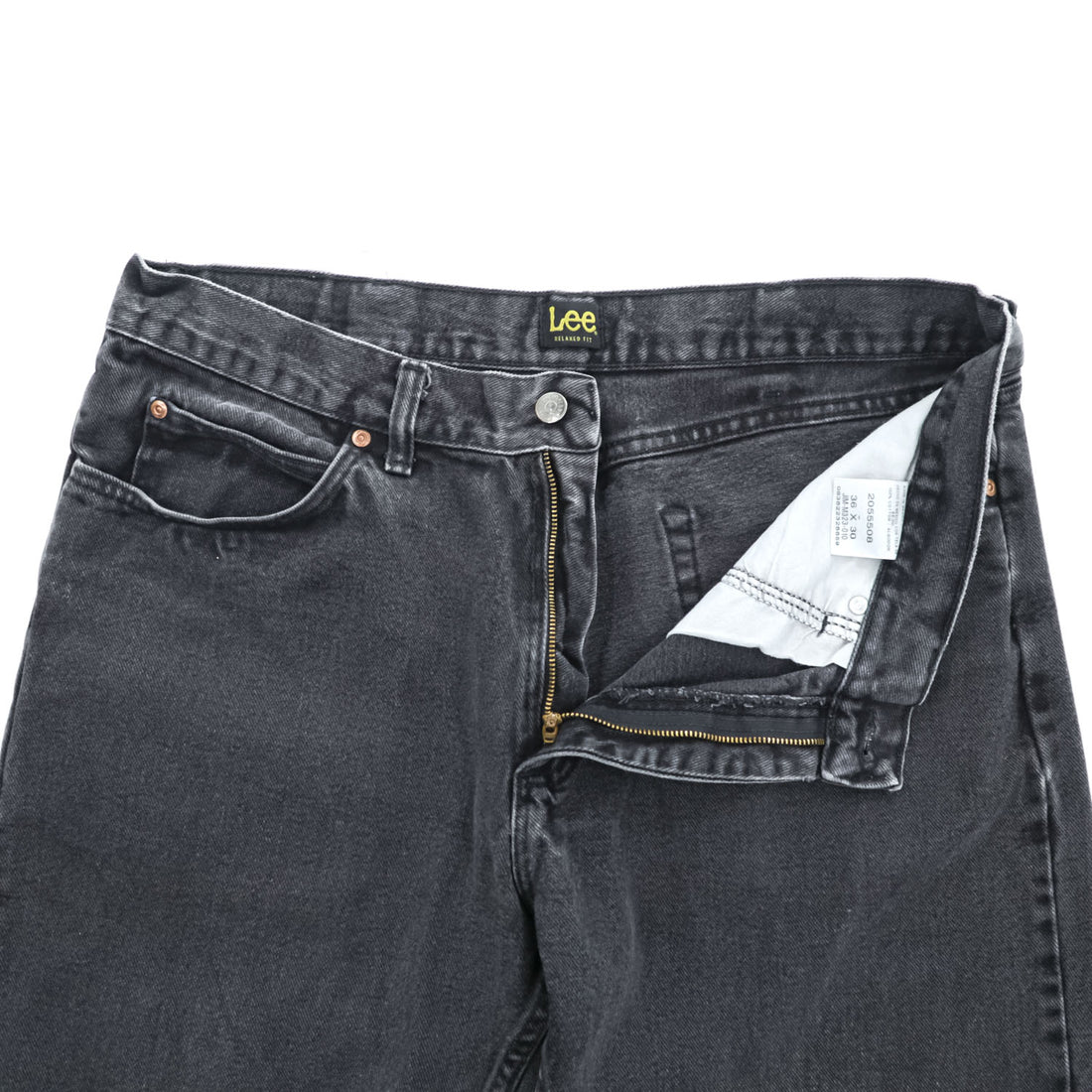 Lee ブラックデニムパンツ ジーンズ XL ブラック フェード RELAXED FIT ジッパーフライ 2055508