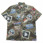 Reyn Spooner Hawaiian Traditionals Kona Coffee Print Aloha Shirt Short Sleeve Button Down Cotton Poly Vintage