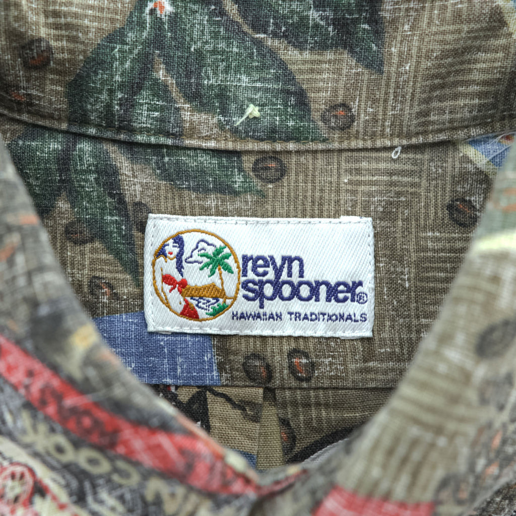 Reyn Spooner Hawaiian Traditionals Kona Coffee Print Aloha Shirt Short Sleeve Button Down Cotton Poly Vintage