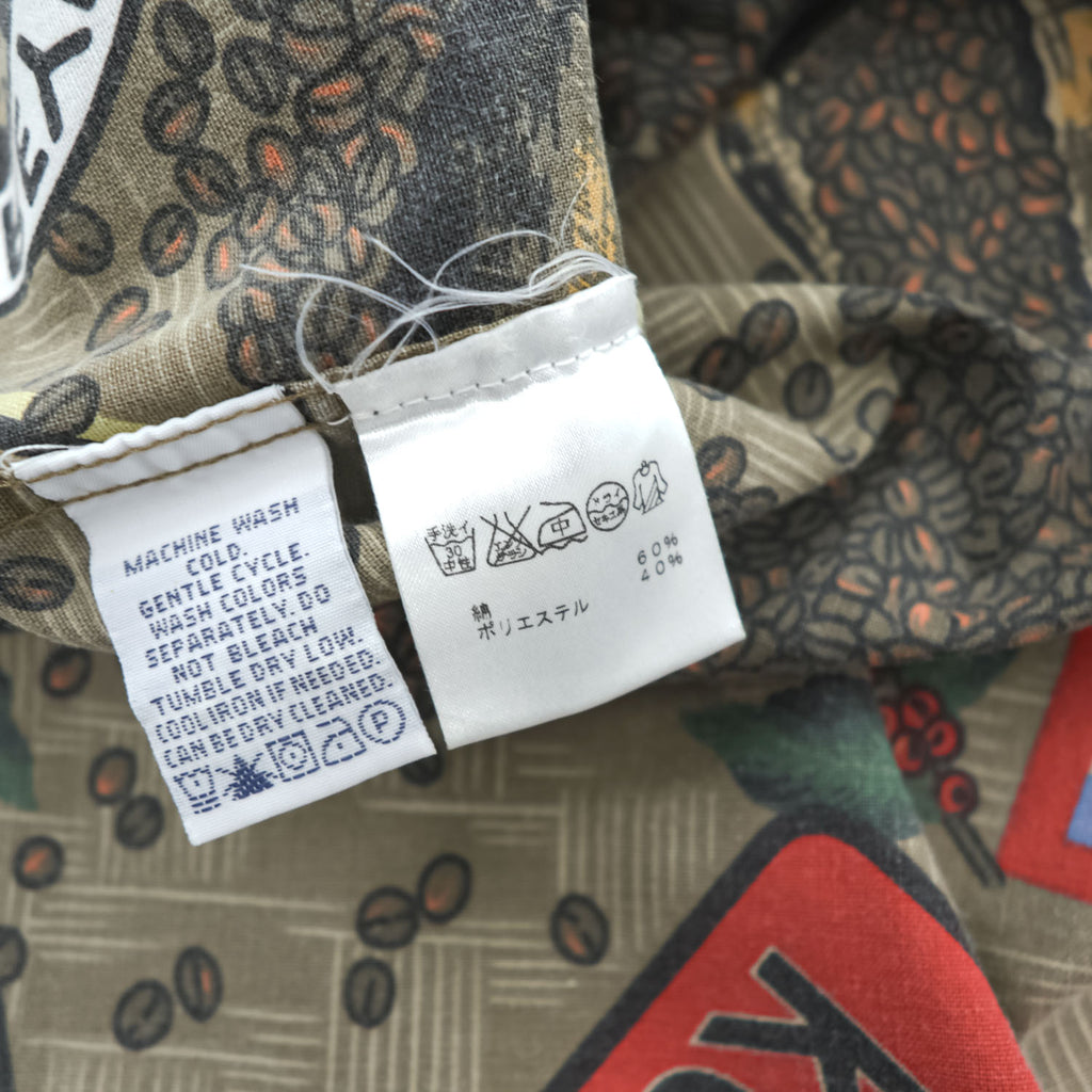 Reyn Spooner Hawaiian Traditionals Kona Coffee Print Aloha Shirt Short Sleeve Button Down Cotton Poly Vintage