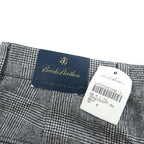 Brooks Brothers イタリア製 グレンチェック スラックス パンツ L グレー 千鳥格子 2タック プリーツ 未使用品 グレンチェック SUPER 110'S
