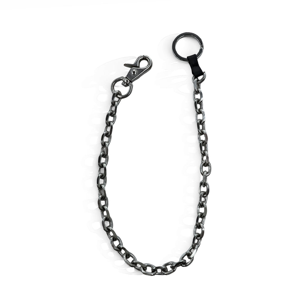 Our Legacy Ladon Keychain Wallet Chain Black Leather Metal Chain W-Ring Logo Engraved One Size