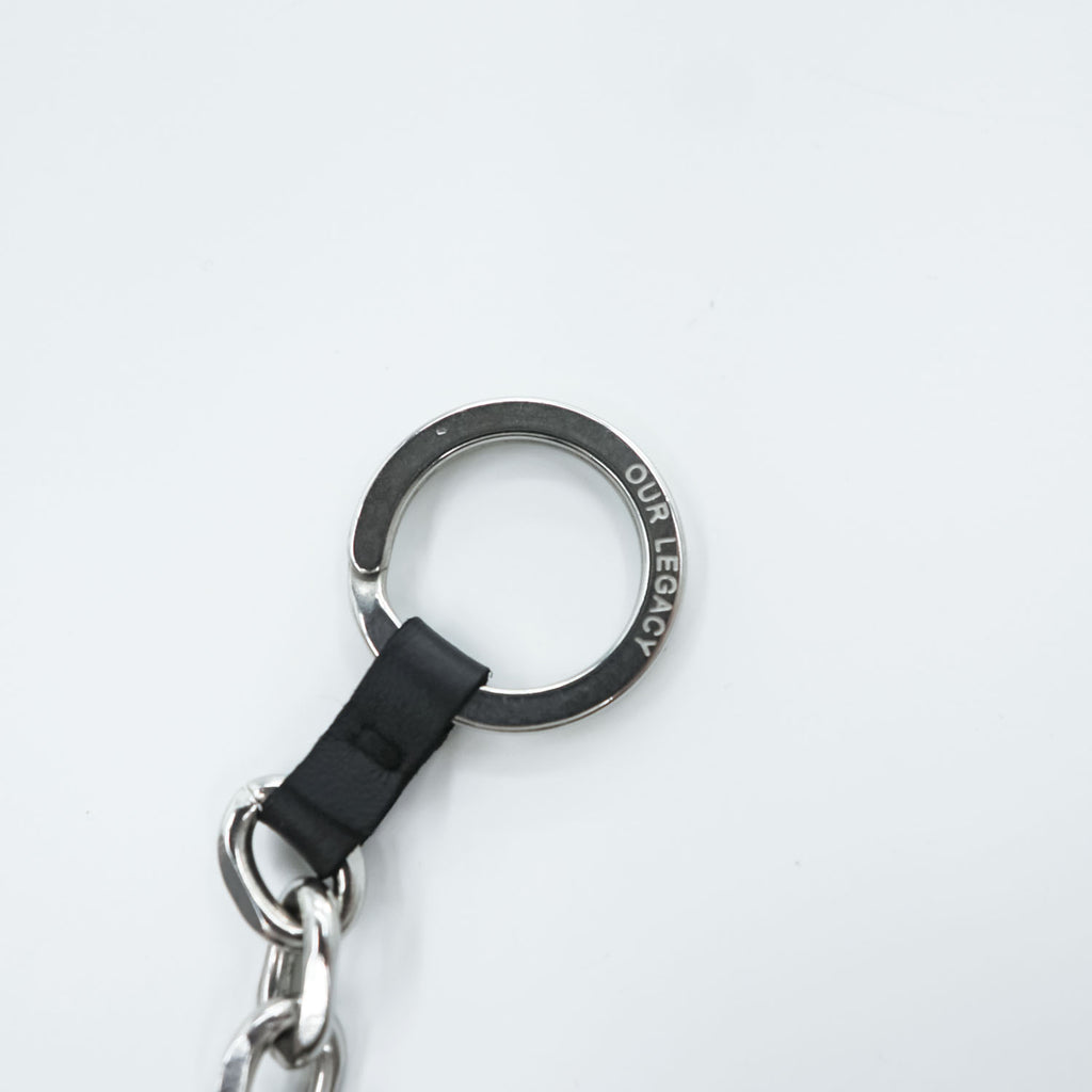 Our Legacy Ladon Keychain Wallet Chain Black Leather Metal Chain W-Ring Logo Engraved One Size
