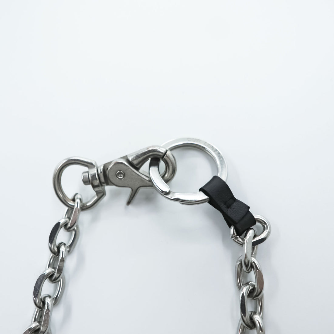 Our Legacy Ladon Keychain Wallet Chain Black Leather Metal Chain W-Ring Logo Engraved One Size