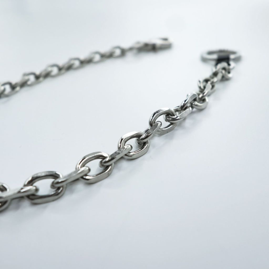Our Legacy Ladon Keychain Wallet Chain Black Leather Metal Chain W-Ring Logo Engraved One Size