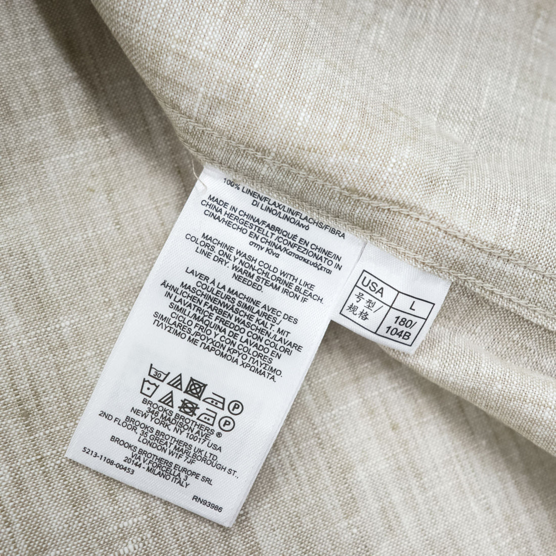 Brooks Brothers リネン 半袖シャツ L ベージュ 麻100% REGENT BAIRD McNUTT IRISH LINEN 未使用品 ボタンダウン