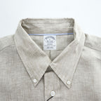Brooks Brothers リネン 半袖シャツ L ベージュ 麻100% REGENT BAIRD McNUTT IRISH LINEN 未使用品 ボタンダウン