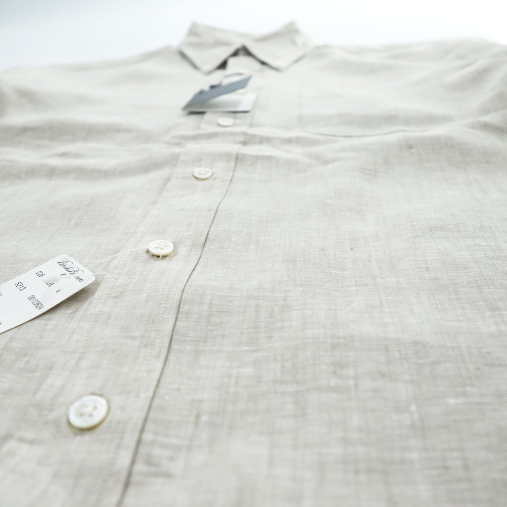 Brooks Brothers リネン 半袖シャツ L ベージュ 麻100% REGENT BAIRD McNUTT IRISH LINEN 未使用品 ボタンダウン