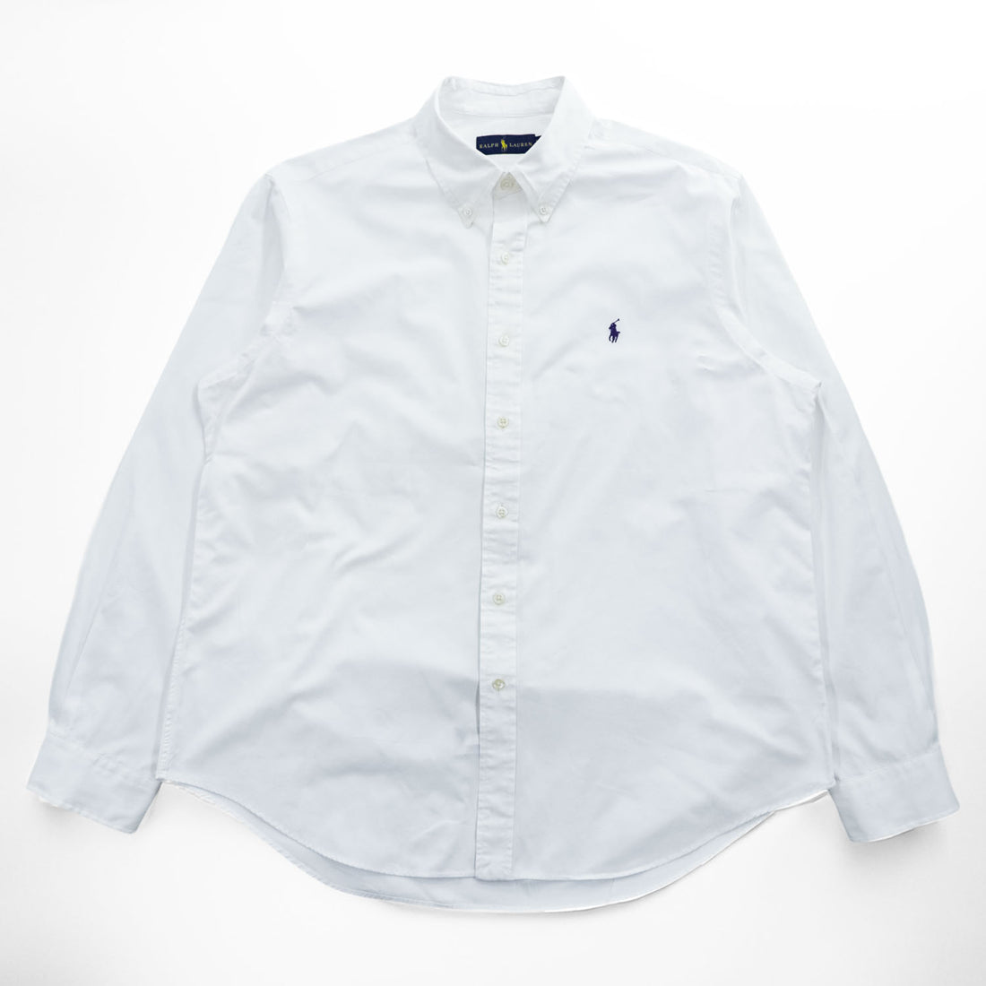 Ralph Lauren White Cotton Button Down Shirt XL Pony Logo Long Sleeve Made in Philippines