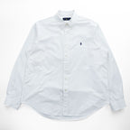 Ralph Lauren White Cotton Button Down Shirt XL Pony Logo Long Sleeve Made in Philippines