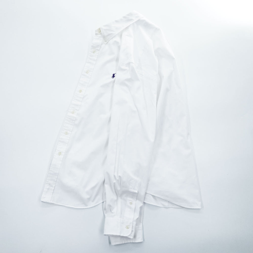 Ralph Lauren White Cotton Button Down Shirt XL Pony Logo Long Sleeve Made in Philippines