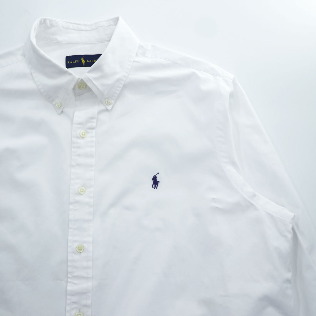 Ralph Lauren White Cotton Button Down Shirt XL Pony Logo Long Sleeve Made in Philippines