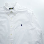 Ralph Lauren White Cotton Button Down Shirt XL Pony Logo Long Sleeve Made in Philippines