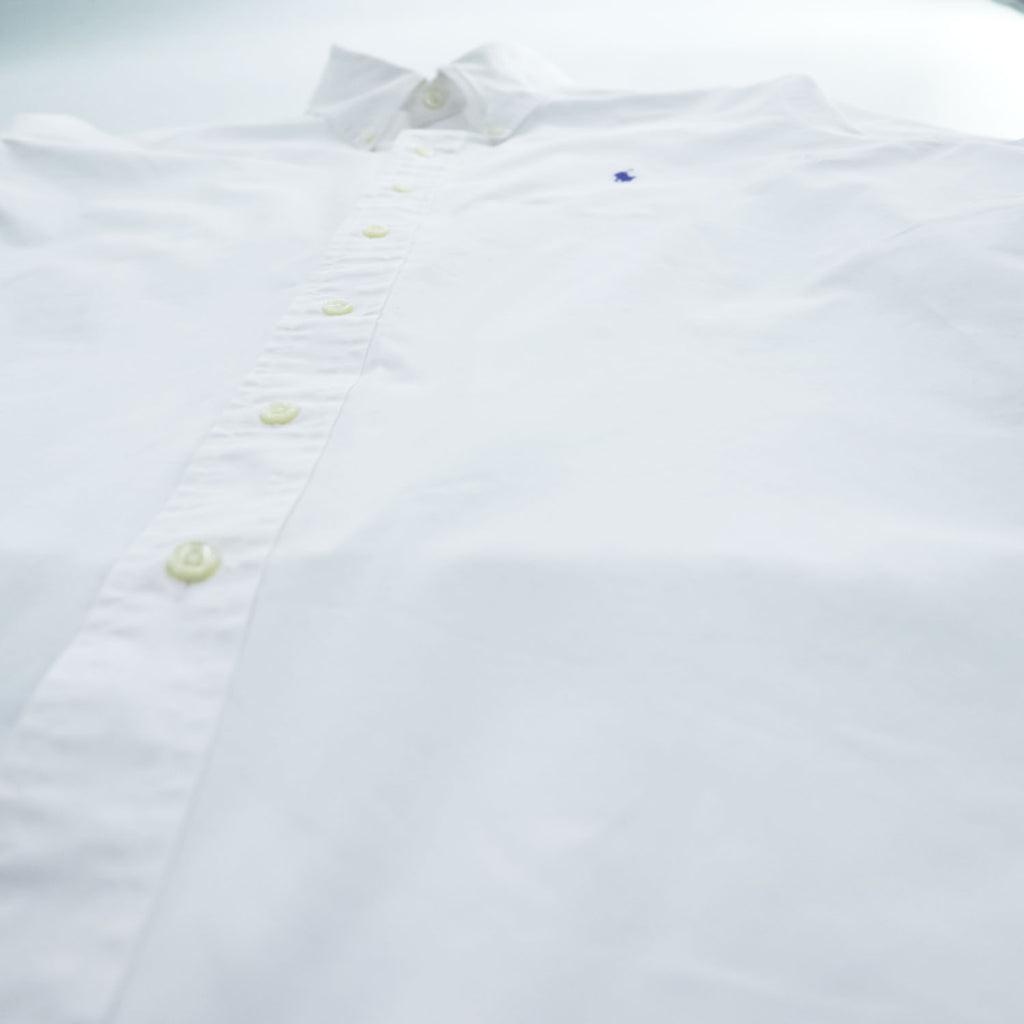 Ralph Lauren White Cotton Button Down Shirt XL Pony Logo Long Sleeve Made in Philippines