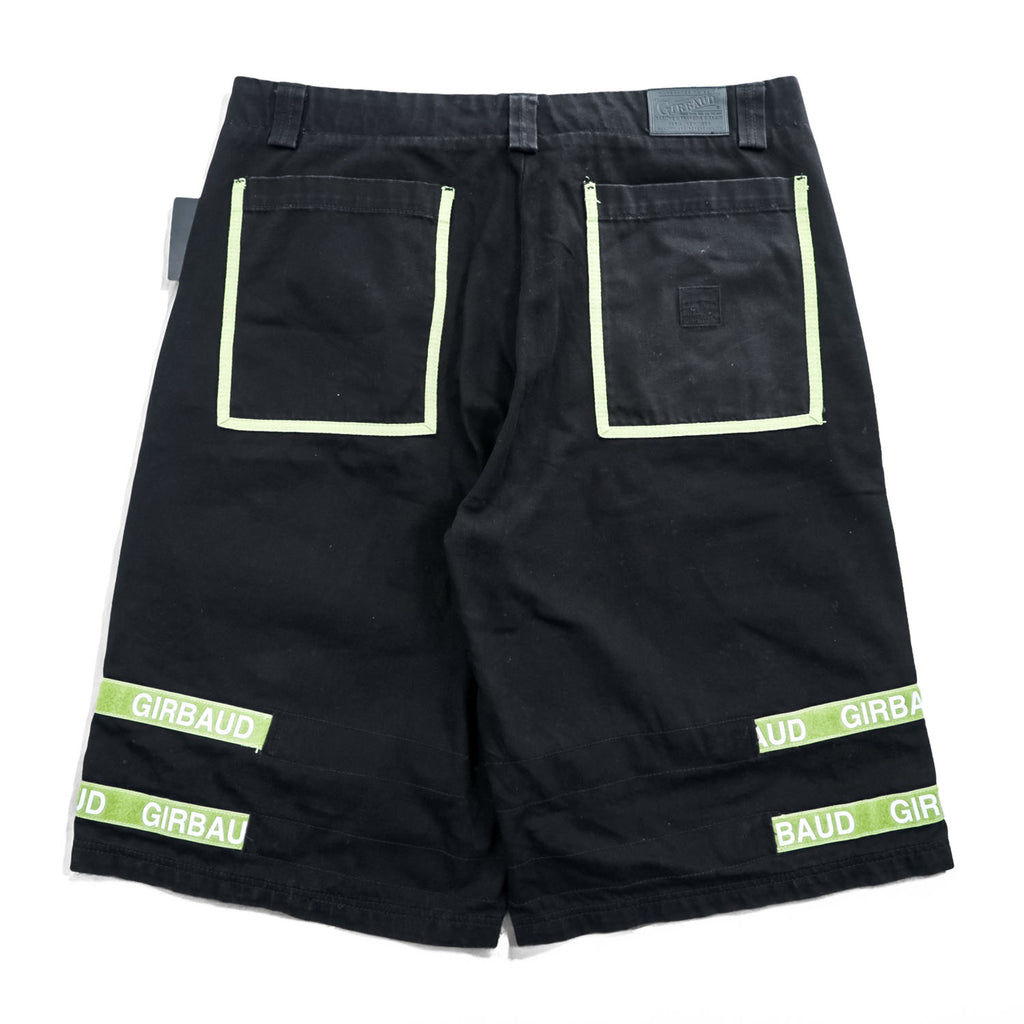 MARITHE + FRANCOIS GIRBAUD 00年代 シャトルショーツ ショートパンツ XL ブラック Taped Para Shuttle Short バギー カーゴ リーフグリーン テープ 8DP27N 未使用品