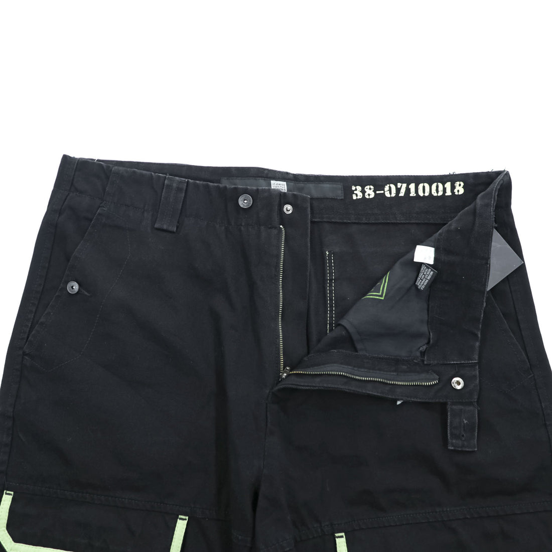 MARITHE + FRANCOIS GIRBAUD 00年代 シャトルショーツ ショートパンツ XL ブラック Taped Para Shuttle Short バギー カーゴ リーフグリーン テープ 8DP27N 未使用品