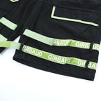 MARITHE + FRANCOIS GIRBAUD 00年代 シャトルショーツ ショートパンツ XL ブラック Taped Para Shuttle Short バギー カーゴ リーフグリーン テープ 8DP27N 未使用品