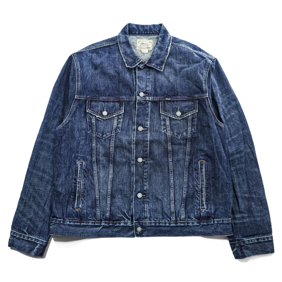 Polo Ralph Lauren デニムジャケット Gジャン XL インディゴ ブルー ヴィンテージ加工 3rdタイプ トラッカージャケット