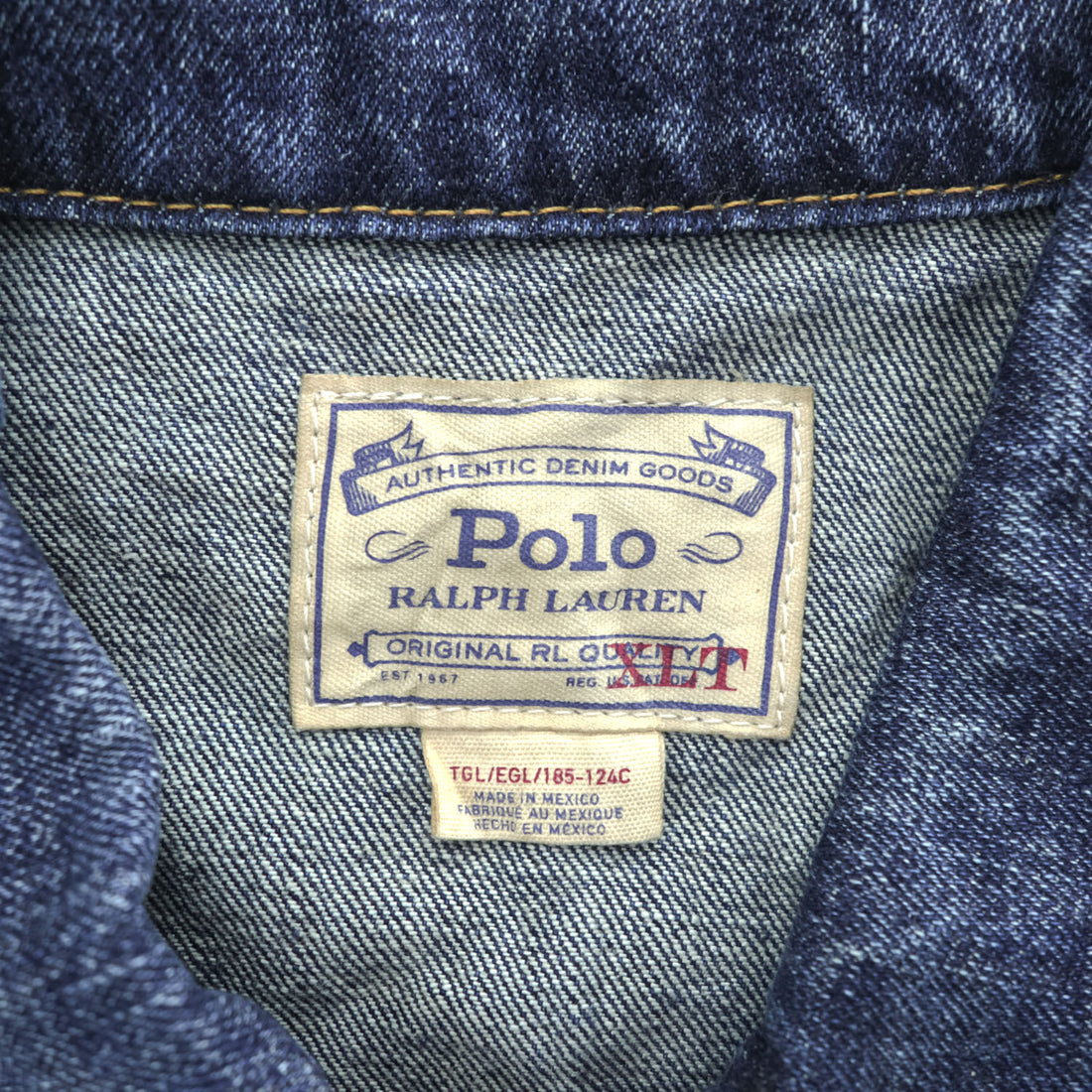 Polo Ralph Lauren デニムジャケット Gジャン XL インディゴ ブルー ヴィンテージ加工 3rdタイプ トラッカージャケット
