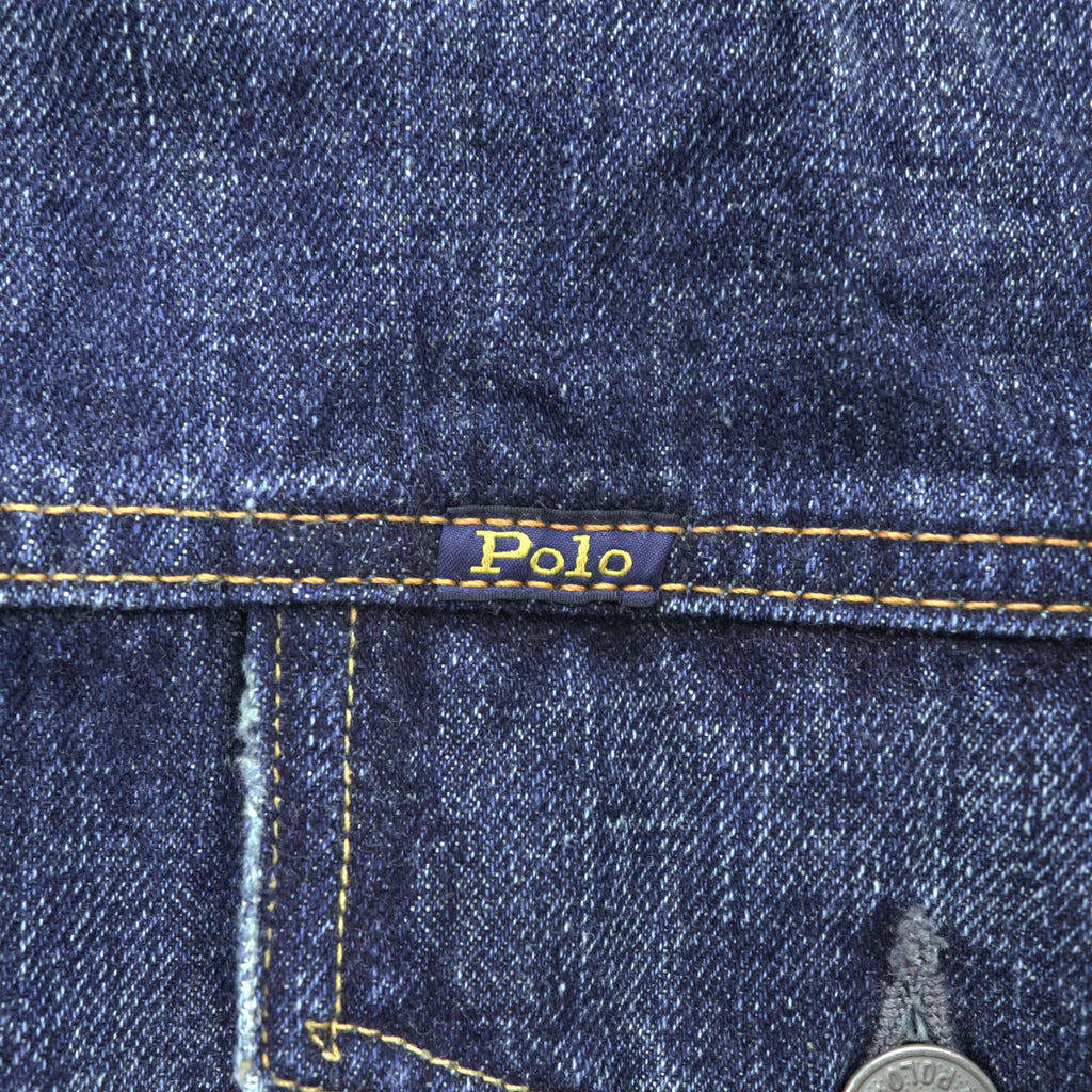 Polo Ralph Lauren デニムジャケット Gジャン XL インディゴ ブルー ヴィンテージ加工 3rdタイプ トラッカージャケット