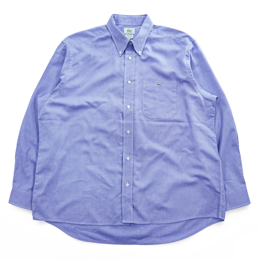 Lacoste Made in France Button Down Oxford Shirt Blue Purple Micro Check Men XL Size 44