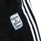 adidas Originals x Have A Good Time Velour Track Pants Black 3 Stripe HAGT Men XL DZ9234