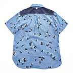 JUNYA WATANABE MAN COMME des GARCONS レーヨン 半袖シャツ XS ブルー 総柄 花柄 切り替え 日本製 WS-B040