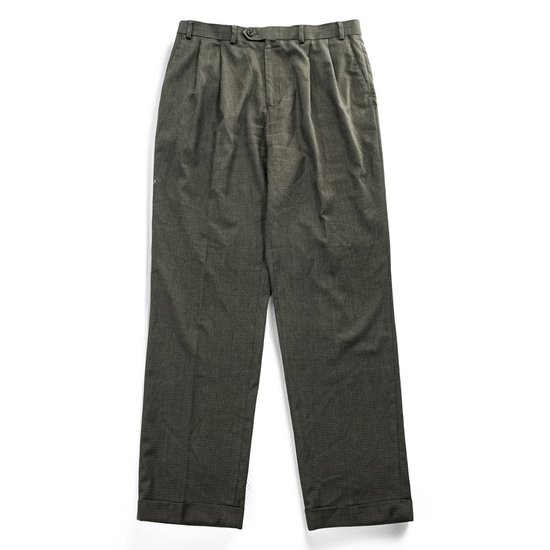 Ralph Lauren 90年代 ヴィンテージ ワイド 2タック スラックス パンツ L ブラウン プリーツ ダブルカフス グレンチェック