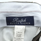 Ralph Lauren 90年代 ヴィンテージ ワイド 2タック スラックス パンツ L ブラウン プリーツ ダブルカフス グレンチェック