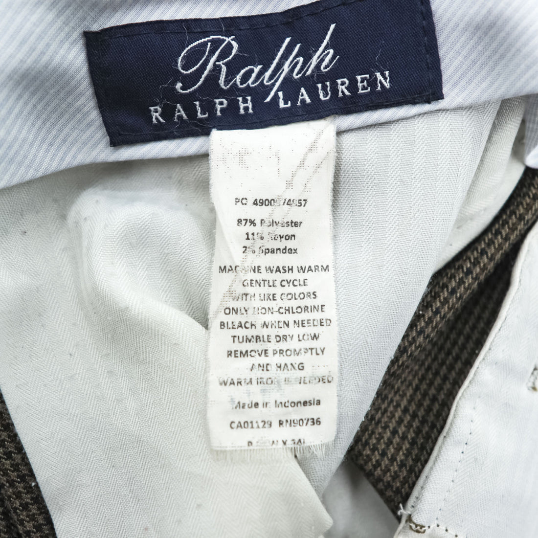 Ralph Lauren 90年代 ヴィンテージ ワイド 2タック スラックス パンツ L ブラウン プリーツ ダブルカフス グレンチェック
