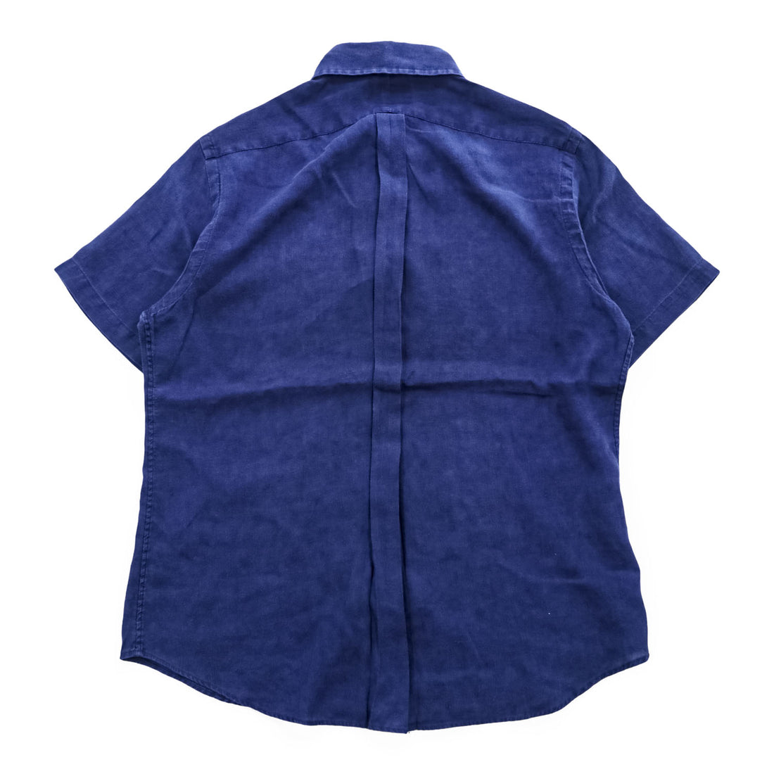 Ralph Lauren Ocean Wash Linen Short Sleeve Button Down Shirt Navy Blue Red Pony Men M