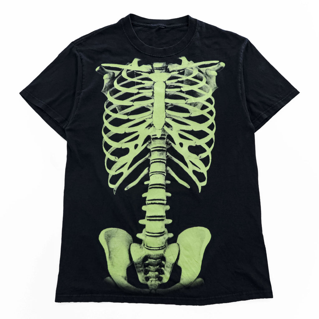 Skeleton Punk Rock Graphic T-Shirt スカル ボーンTシャツ L ブラック プリント スケルトン