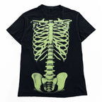 Skeleton Punk Rock Graphic T-Shirt スカル ボーンTシャツ L ブラック プリント スケルトン