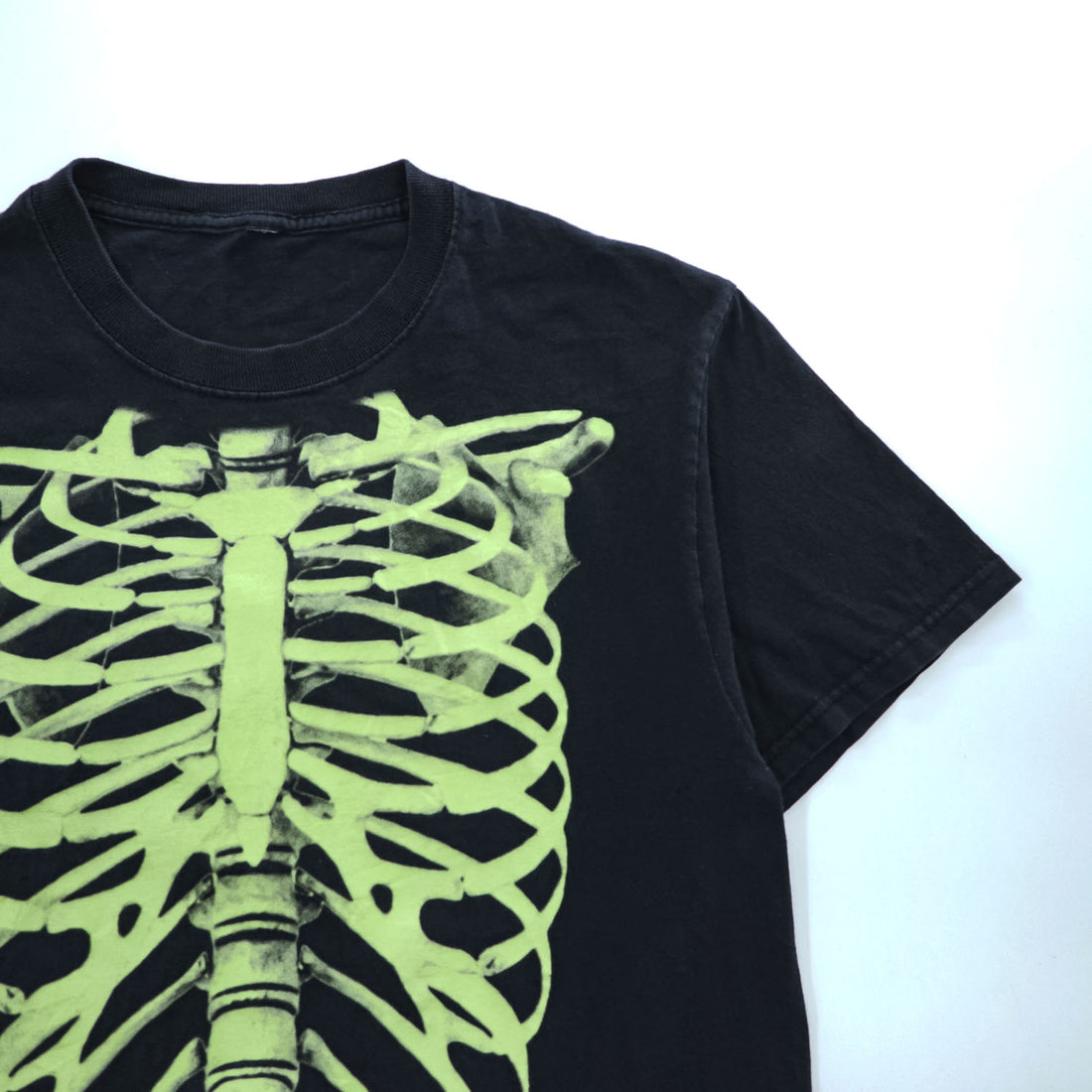 Skeleton Punk Rock Graphic T-Shirt スカル ボーンTシャツ L ブラック プリント スケルトン