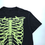 Skeleton Punk Rock Graphic T-Shirt スカル ボーンTシャツ L ブラック プリント スケルトン