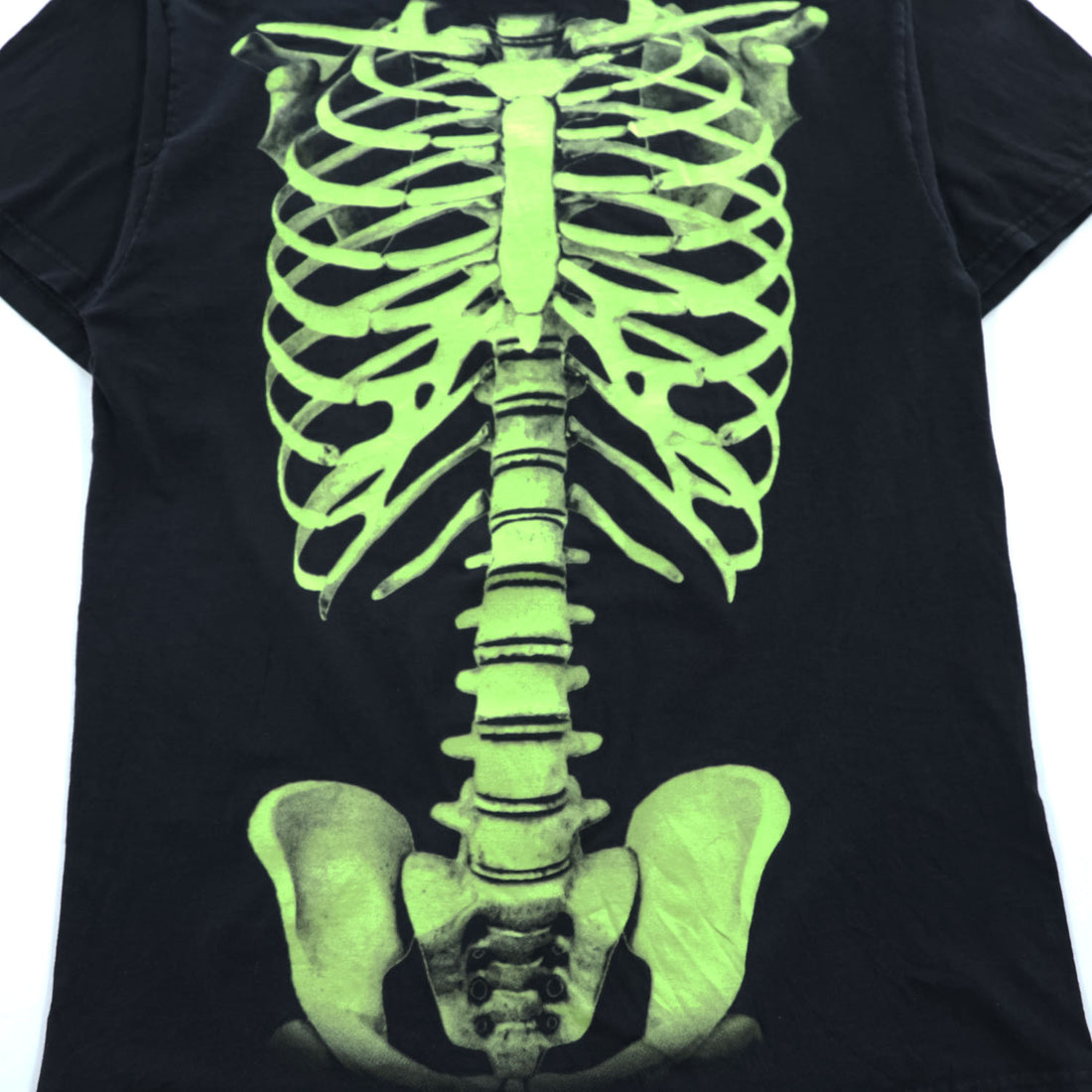 Skeleton Punk Rock Graphic T-Shirt スカル ボーンTシャツ L ブラック プリント スケルトン