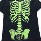 Skeleton Punk Rock Graphic T-Shirt スカル ボーンTシャツ L ブラック プリント スケルトン