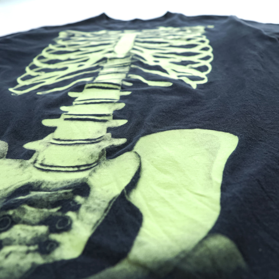 Skeleton Punk Rock Graphic T-Shirt スカル ボーンTシャツ L ブラック プリント スケルトン