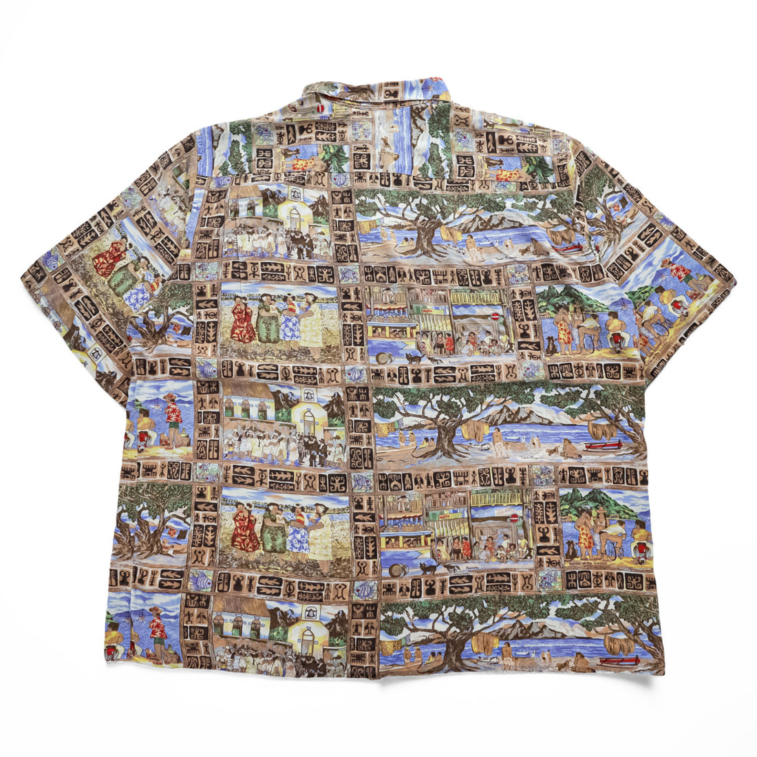 reyn spooner 90年代 ヴィンテージ アロハシャツ レーヨン半袖シャツ XL ベージュ 総柄 Guy Buffet Collection ボックス