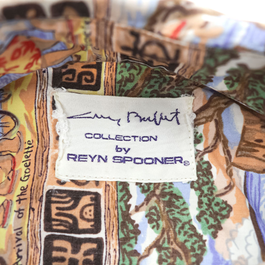 reyn spooner 90年代 ヴィンテージ アロハシャツ レーヨン半袖シャツ XL ベージュ 総柄 Guy Buffet Collection ボックス