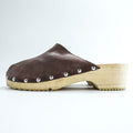 Leather Studded Clog Mules イタリア製 サボ サンダル 23cm ブラウン レザー ウッドソール スタッズ