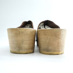 Leather Studded Clog Mules イタリア製 サボ サンダル 23cm ブラウン レザー ウッドソール スタッズ