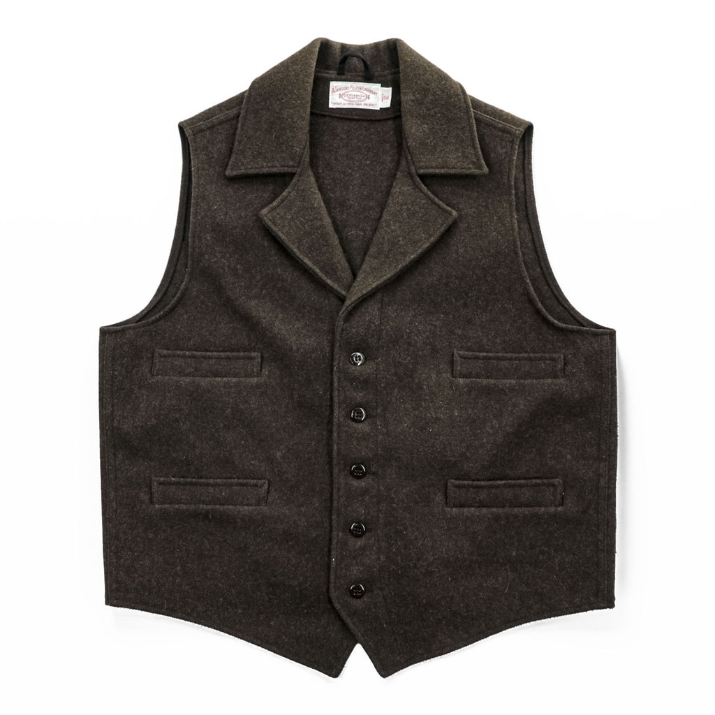 FILSON USA製 ウール ウエスタンベスト XL オリーブ ブラウン マッキノー 4ポケット ラペルカラー