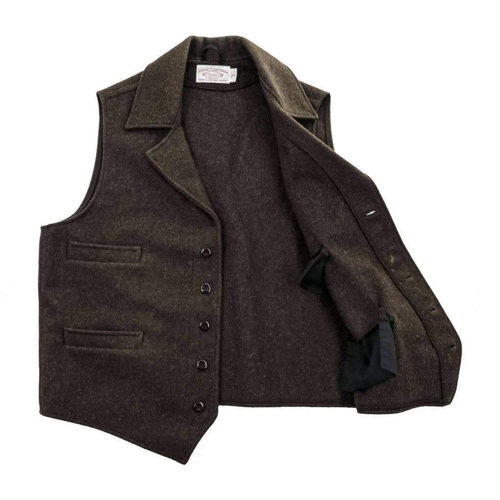 FILSON USA製 ウール ウエスタンベスト XL オリーブ ブラウン マッキノー 4ポケット ラペルカラー