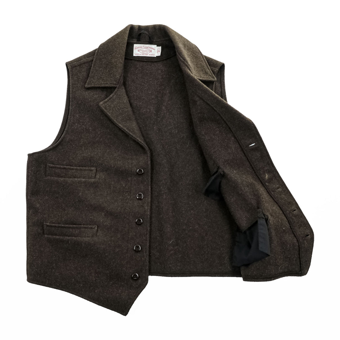 FILSON USA製 ウール ウエスタンベスト XL オリーブ ブラウン マッキノー 4ポケット ラペルカラー