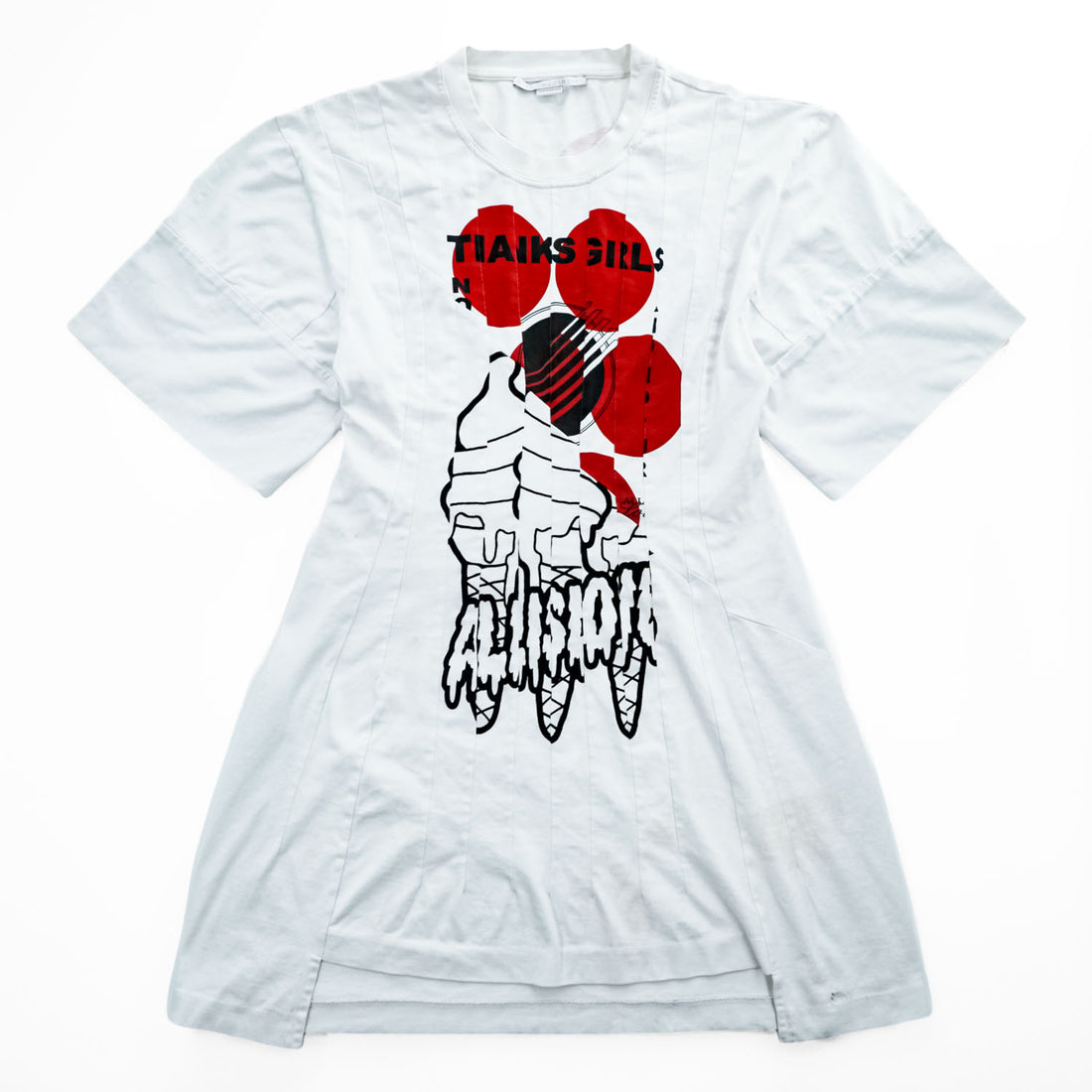 Stella McCartney THANKS GIRLS Graphic Dress T Shirt White Red Black Cotton Made in Portugal IT44