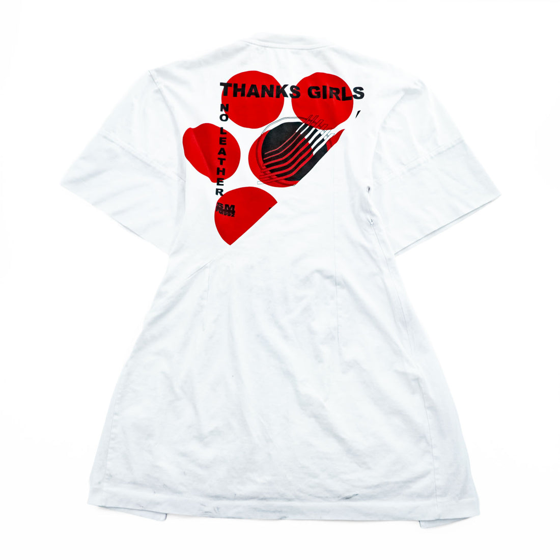 Stella McCartney THANKS GIRLS Graphic Dress T Shirt White Red Black Cotton Made in Portugal IT44