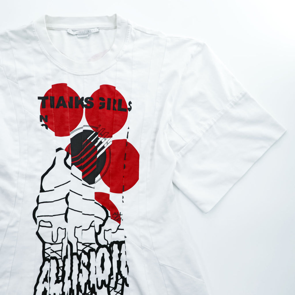 Stella McCartney THANKS GIRLS Graphic Dress T Shirt White Red Black Cotton Made in Portugal IT44