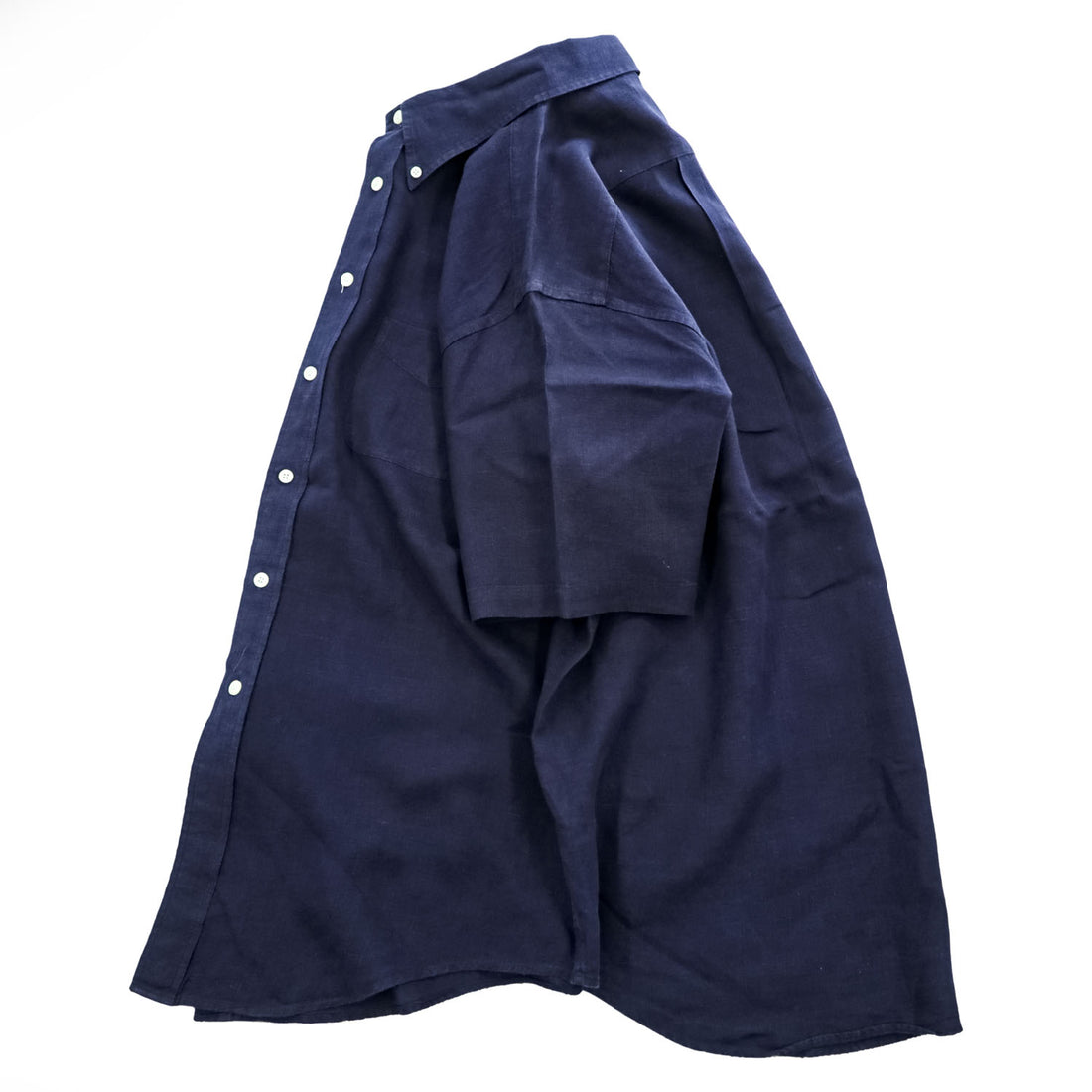 Brooks Brothers 346  半袖リネンシャツ L ネイビー 麻100% ボタンダウン