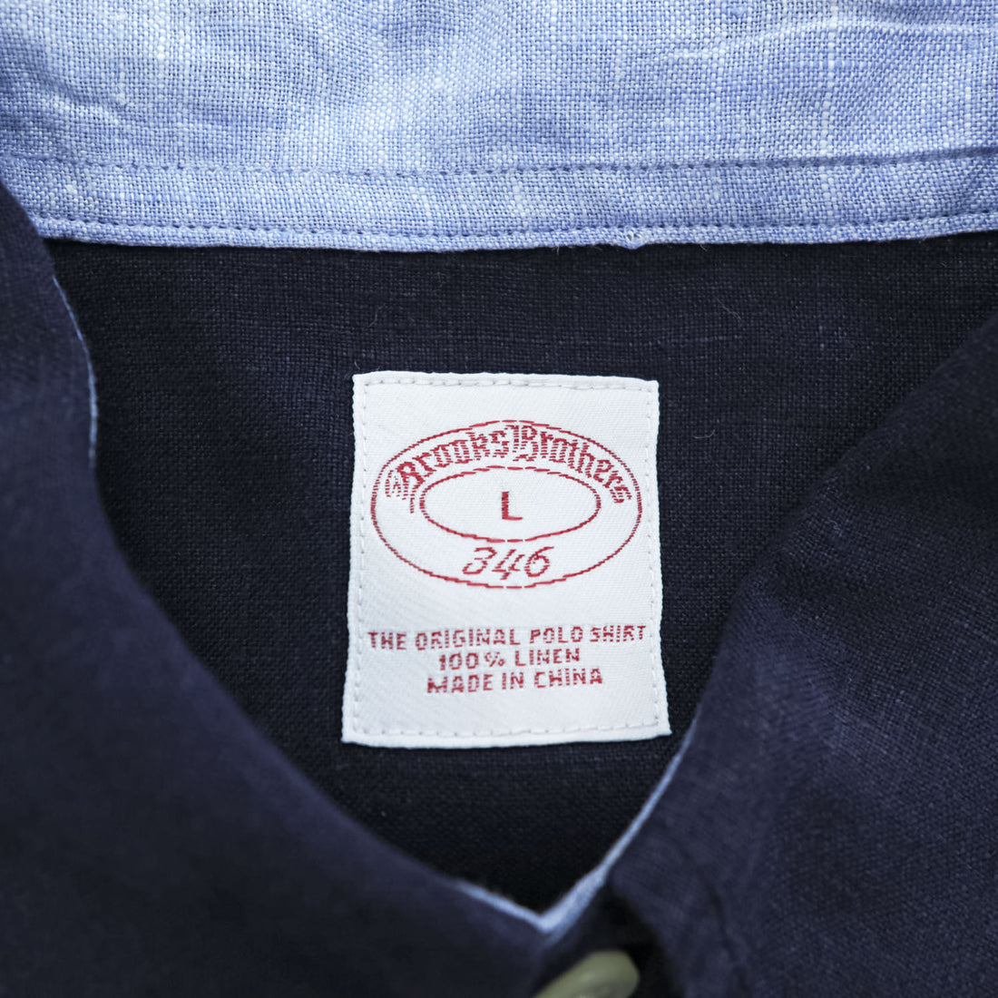Brooks Brothers 346  半袖リネンシャツ L ネイビー 麻100% ボタンダウン